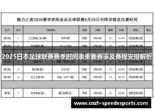 2025日本足球联赛赛季时间表重要赛事及赛程安排解析