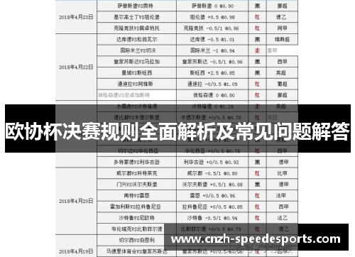 欧协杯决赛规则全面解析及常见问题解答 欧协杯决赛规则全面解析及常见问题解答